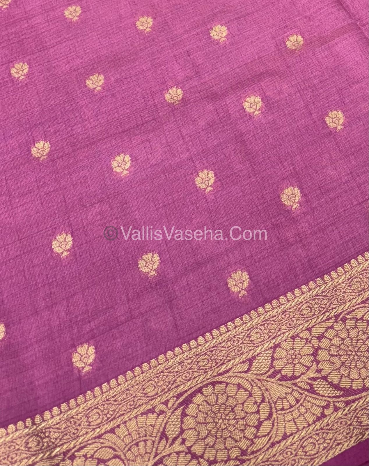 Semi Tussar Silk - Grand Pallu  - Onion Pink Shade - VVSTS029