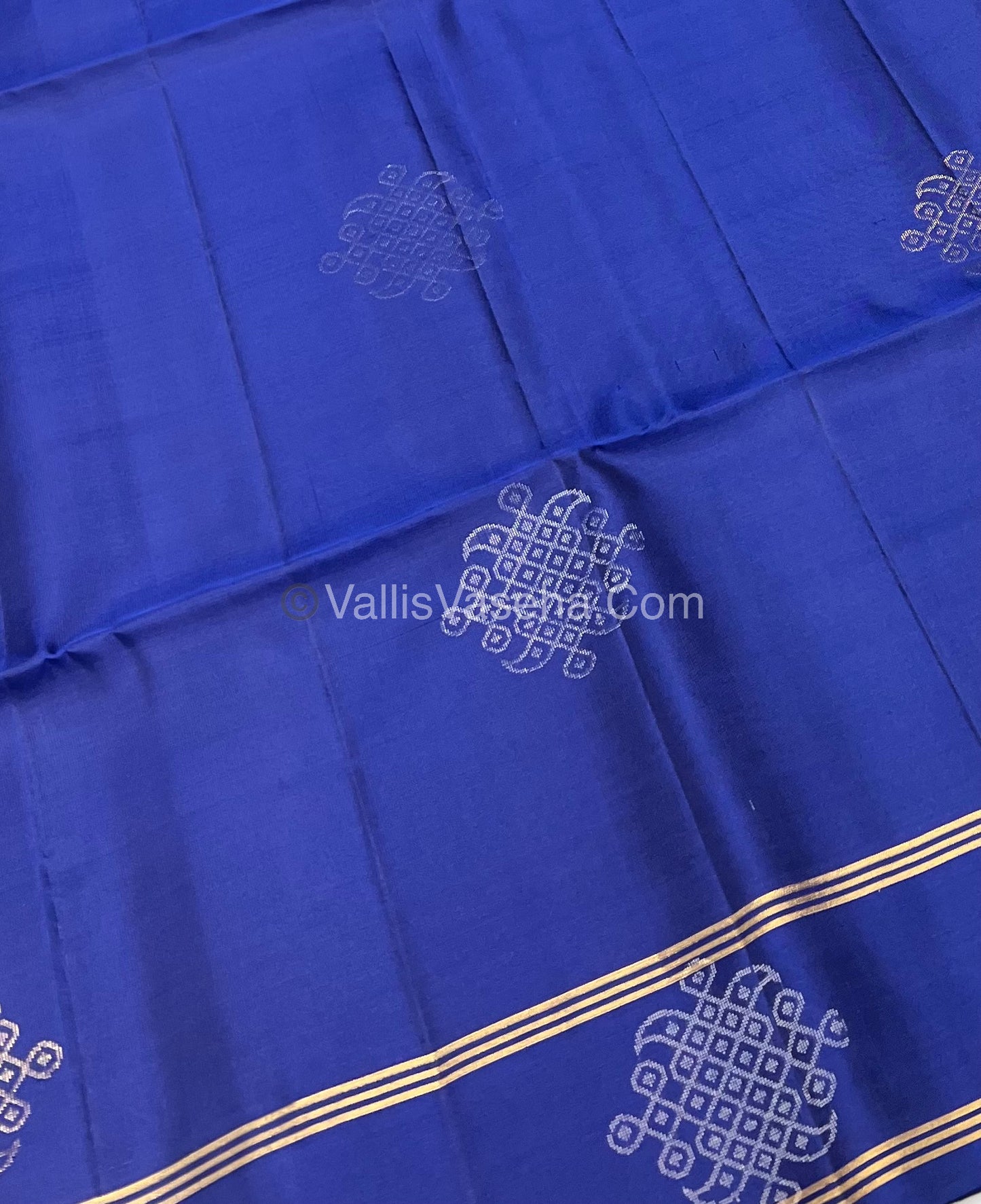 Pure Soft Silk Saree  Kolam Design - Blue & Blue  Shade - VVPSS056