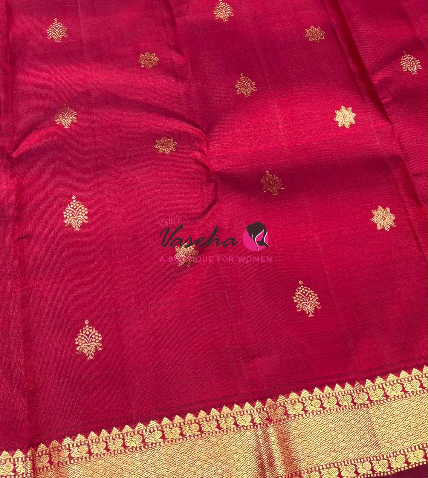 Pure Kanchipuram Silk Saree - Maroon Shade  - VVPS056