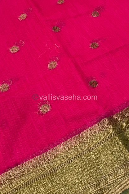 Bamboo Silk Saree  - Pink with Green Shade - VVBSS001