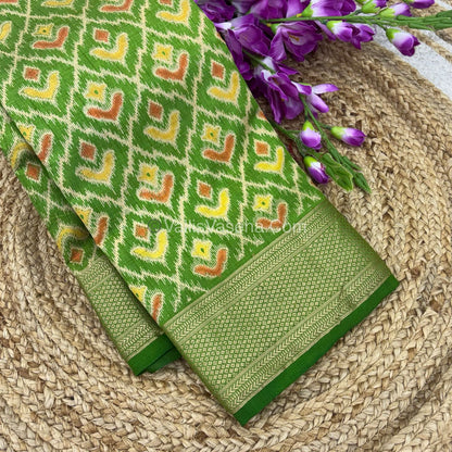 Semi Tussar Silk Saree - Ikkat / Pochampally Design - Green Shade - VVSTS033