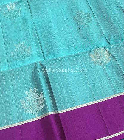 Pure Soft Silk Saree  - Blue & Purple Combo - VVPSS055
