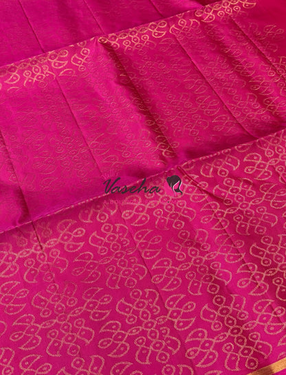 Half Mixed Soft Silk Saree - Kolam Design - Pink  Shade - VVPSS077