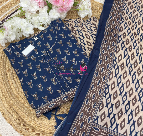 Ready Made | Anarkali Set  |Salwar, Kameez & Duppatta(3pc)|Cotton |VVRMS020