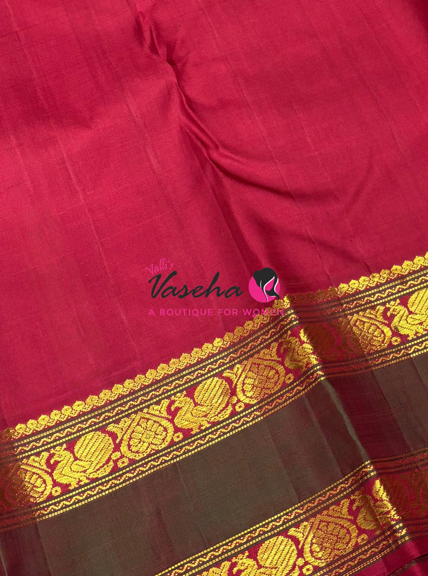 Pure Korvai Kanchipuram Silk Saree - Parrot Green & Maroon Combo - VVPS022