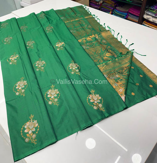 Semi Soft Silk - Border less - Light Green Shade -VVSSS007