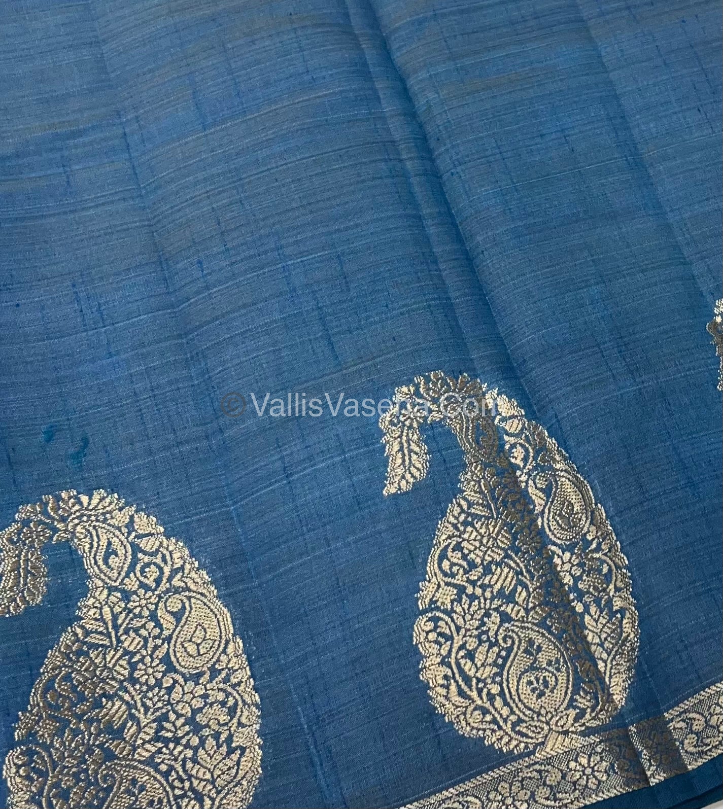 Semi Tussar Silk - Small Mango - Ramar Blue Shade - VVSTS002