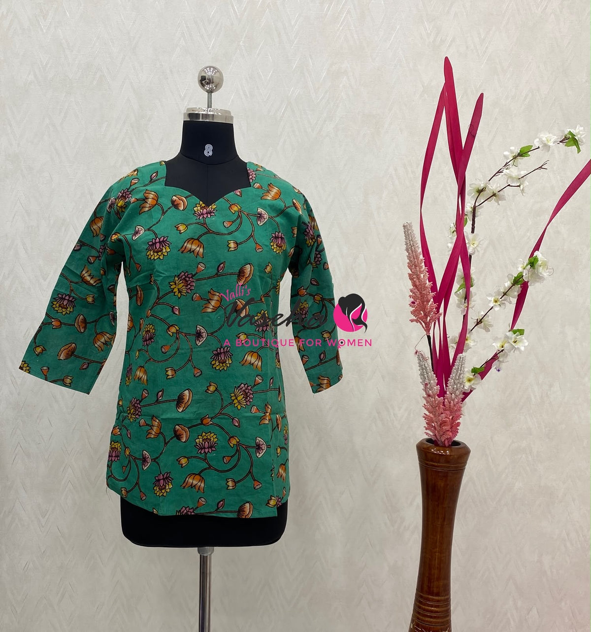 Ready Made - Short Top -  Pure Cotton Kalamkari  - VVRST004