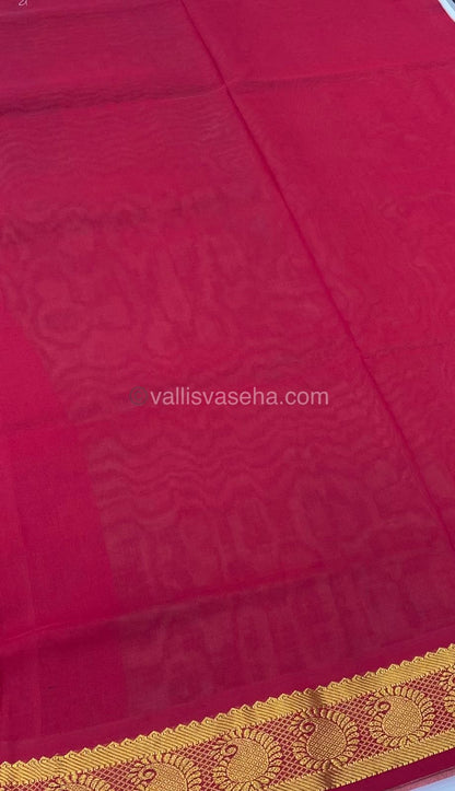 Semi Silk Cotton Saree - Greyish Green & Merunish Red Combo - VVSSC001