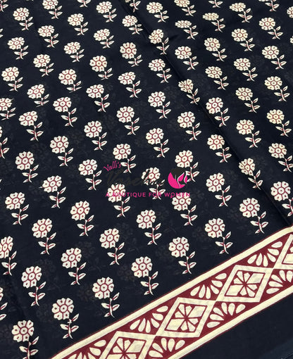 Pure Soft Mul Mul Cotton Sarees - Hand Block Prints - VVMMC011