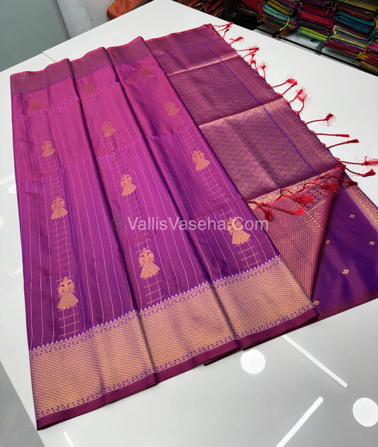 Semi Soft Silk - Border less - Purple  Shade -VVSSS023