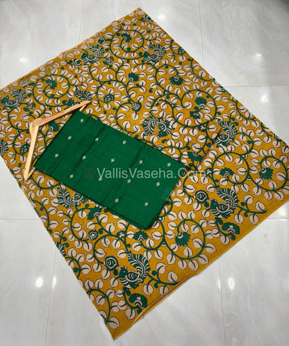 Unstitched Salwar Material -Raw Silk - Green Shade  - VVUSM012