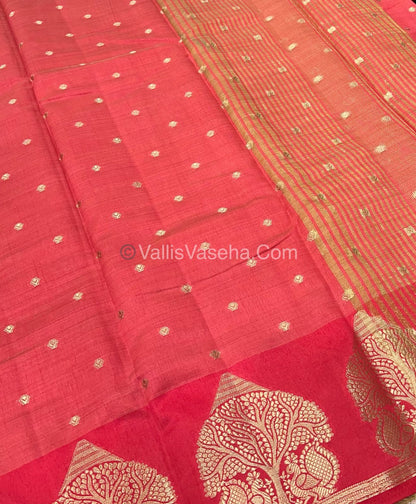 Semi Tussar Silk Saree - Peach  Shade - VVSTS036