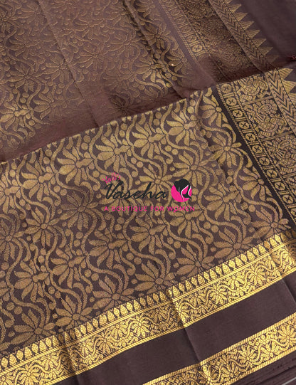 Pure Soft Silk Saree  - Green & Brown Combo - VVPSS152