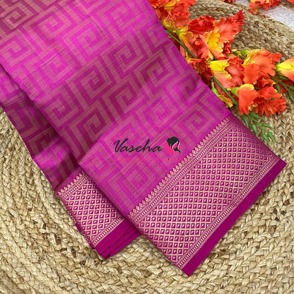 Semi Tussar Silk Saree | Pink Shade |VVSTS058