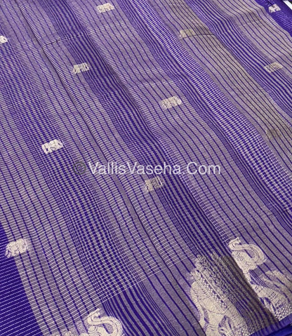 Semi Tussar Silk - Vairavoosi & Elephant Design - Purplish with Violet shade-VVSTS019