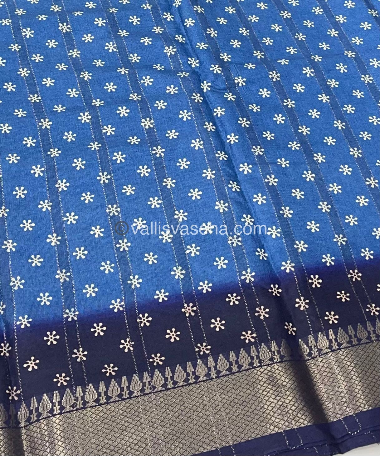 Chanderi Mixed Cotton Saree - Varli Prints - VVMCV001