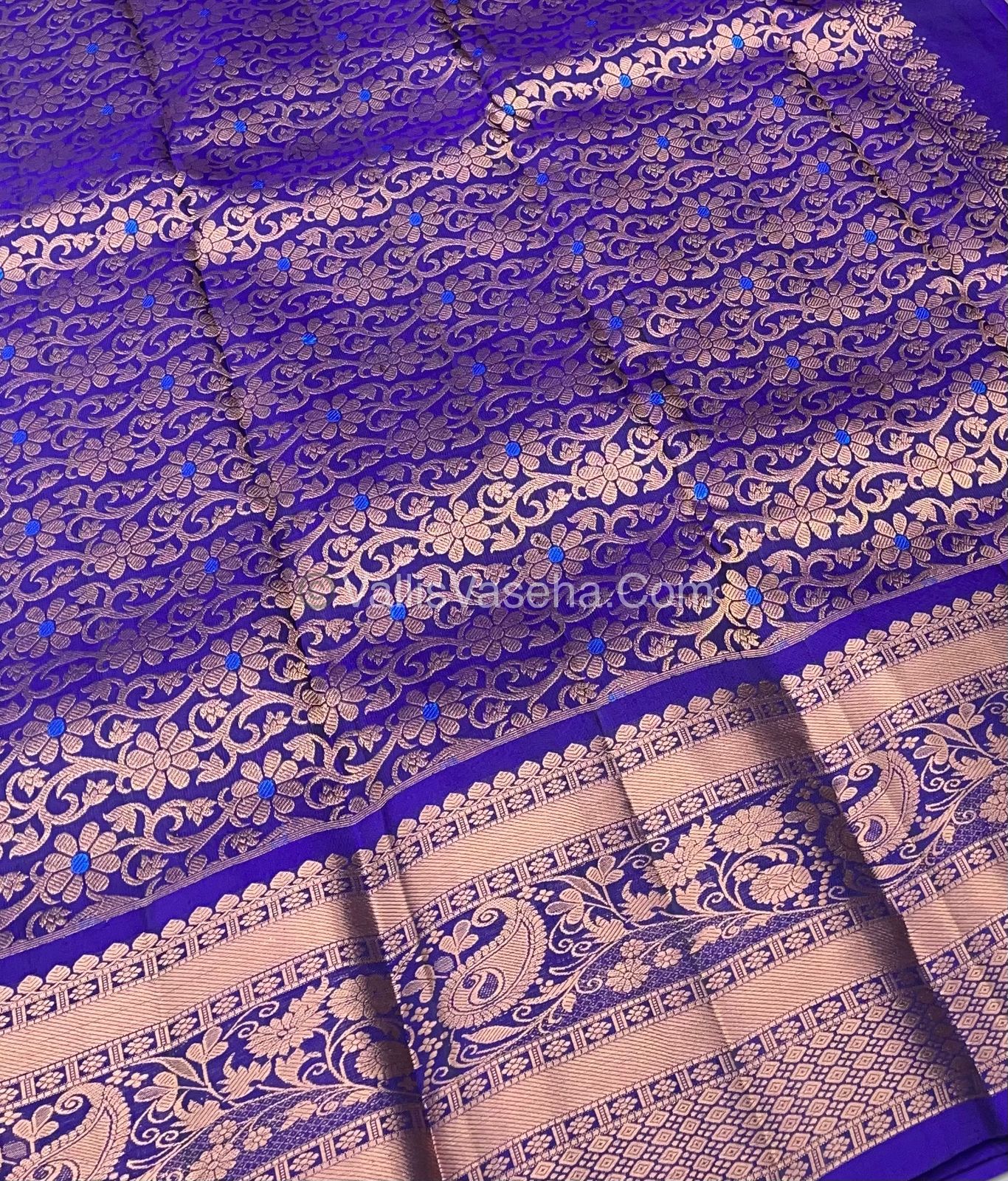 Half Mix - Pure Soft Silk Saree - Beige & Blue Shade - VVPSS031