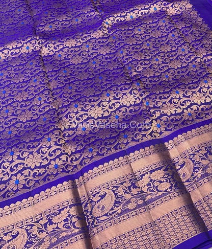Half Mix - Pure Soft Silk Saree - Beige & Blue Shade - VVPSS031
