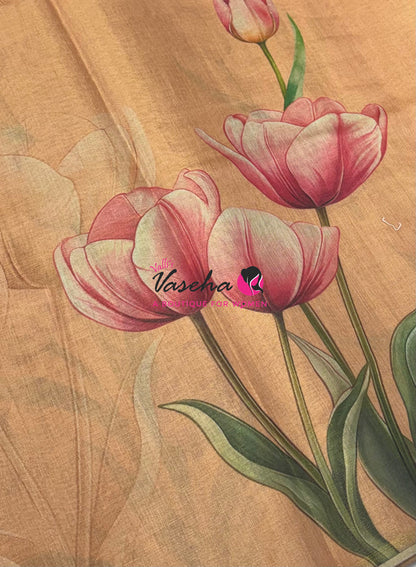 Linen Tissue Saree - Peach Shade - VVLTS006