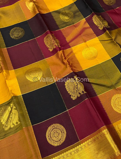Pure Kanchipuram Silk Saree | Pazhum Pazhamum Checks |VVPS017