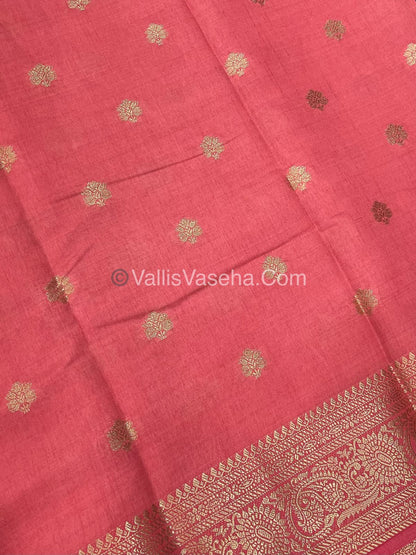 Semi Tussar Silk Saree |Peach shade |VVSTS044