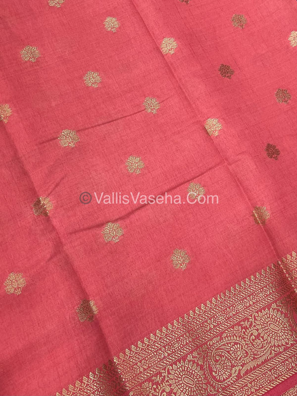 Semi Tussar Silk Saree |Peach shade |VVSTS044