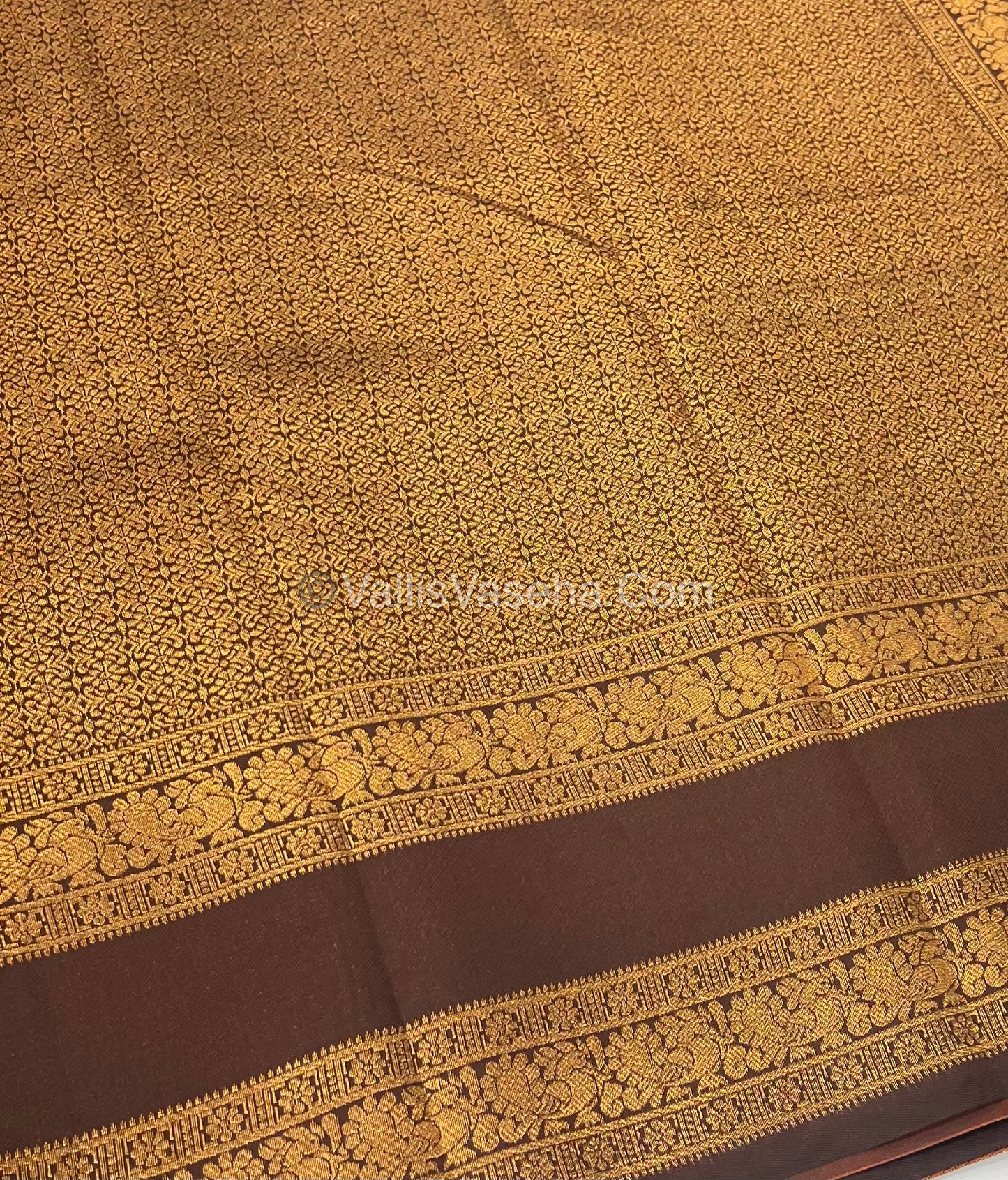 Kanchi Semi Silk - Mayil & Chakkaram design - Rust Orange with Brown - VVKSS001