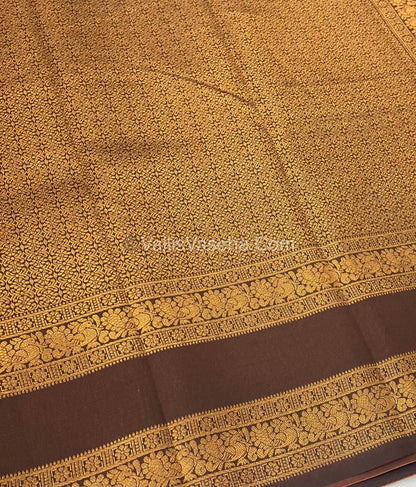 Kanchi Semi Silk - Mayil & Chakkaram design - Rust Orange with Brown - VVKSS001