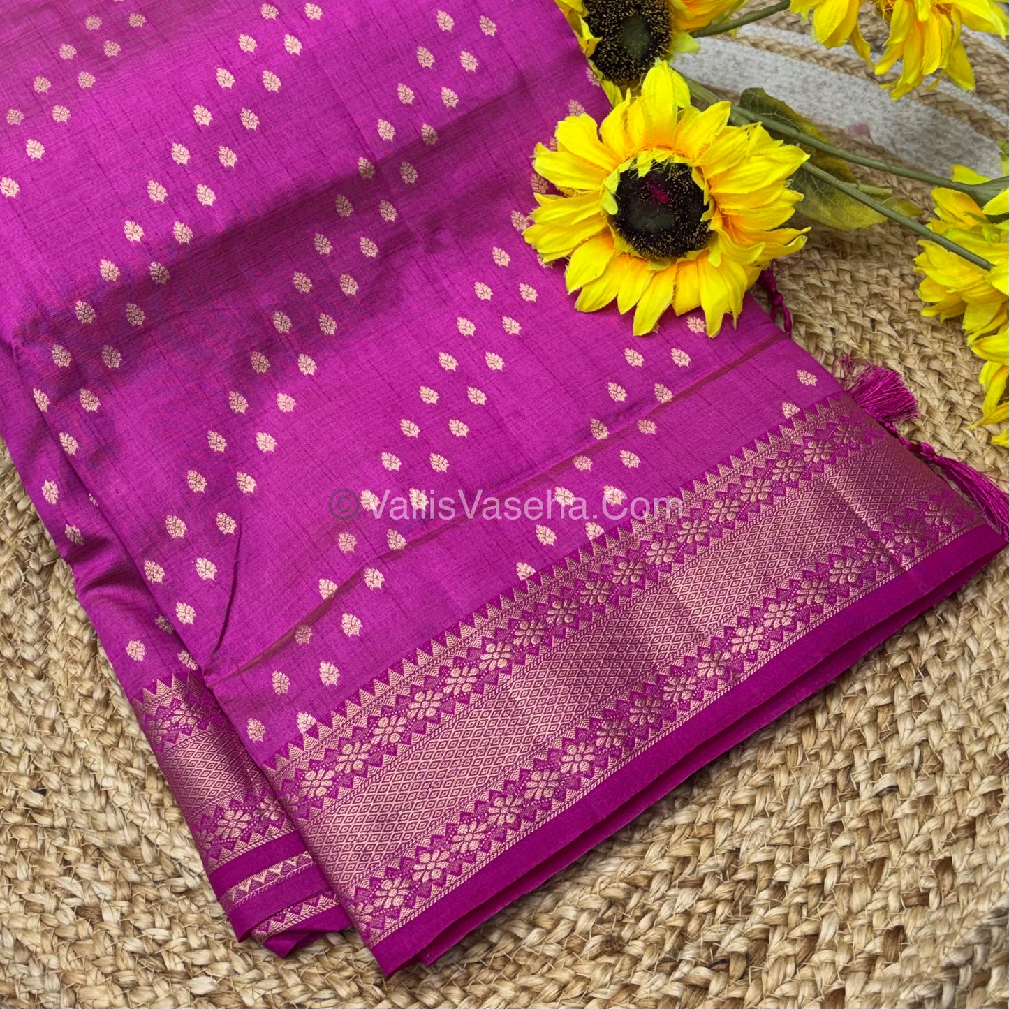 Semi Tussar Silk - Grand Pallu  - Rani Pink Shade - VVSTS017