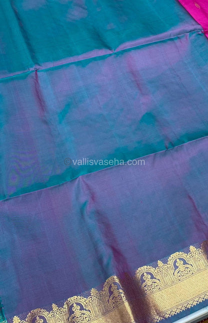 Pure Soft Silk Saree - Pink With Purplish Blue Combo - VVPSS015