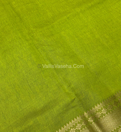 Semi Tussar Silk - Grand Pallu  - ￼Green Shade - VVSTS017