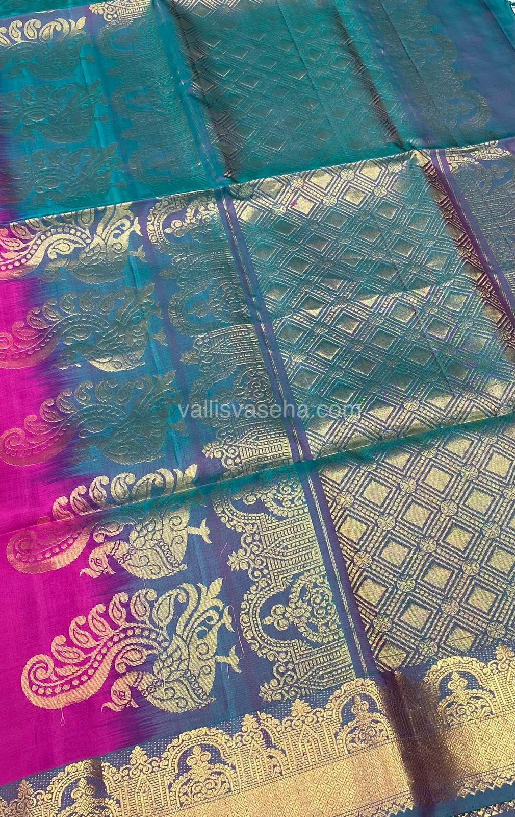 Pure Soft Silk Saree - Pink With Purplish Blue Combo - VVPSS015