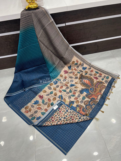 Semi Chanderi Saree - checks pattern - VVSCS002