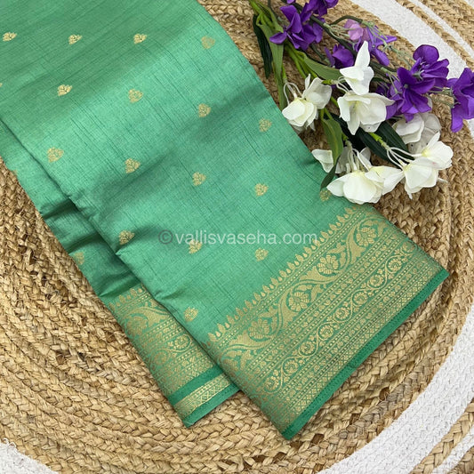 Semi Tussar Silk Saree - Pastel Green Shade - VVSTS008
