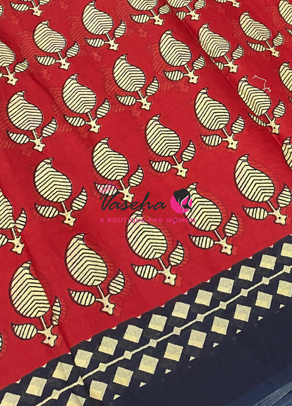 Pure Soft Mul Mul Cotton Sarees - Hand Block Prints - VVMMC011