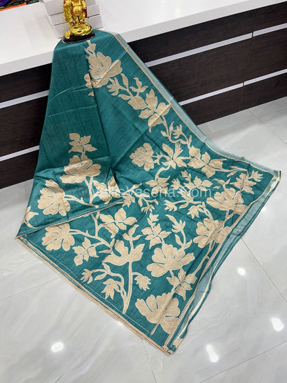 Semi Raw Silk with embroidery work - VVSRS001