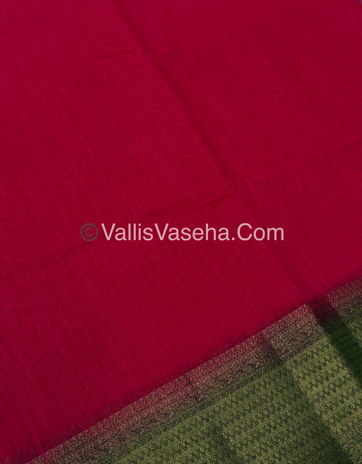 Bamboo Silk Saree - Pink With Green Shade - VVBSS003