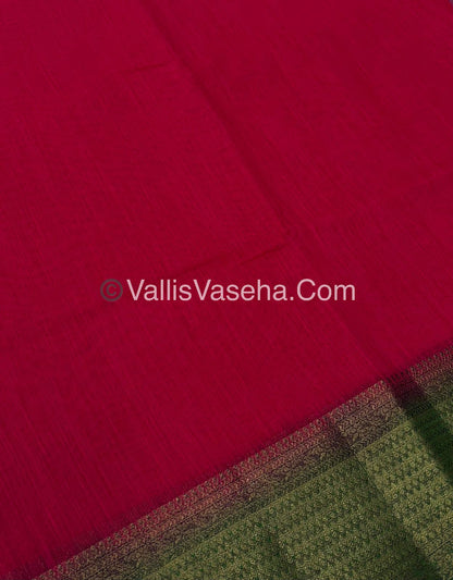 Bamboo Silk Saree - Pink With Green Shade - VVBSS003