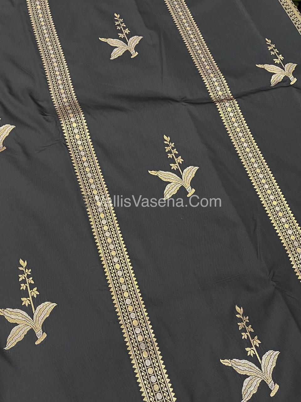 Semi Soft Silk - Border less - Black Shade -VVSSS034