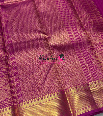 Pure Kanchipuram Silk Saree - Purplish Pink Shade  - VVPS012