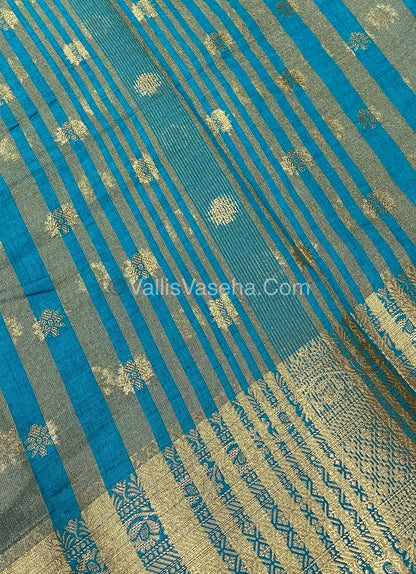 Semi Tussar Silk  - Blue Shade - VVSTS014