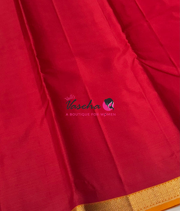 Pure Soft Silk Saree  - Red With Yellow Combo - VVPSS146