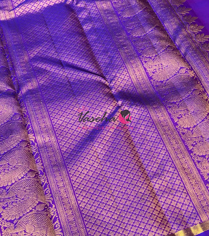 Pure Kanchipuram Silk Saree - Dual Tone Purple Shade - VVPS050