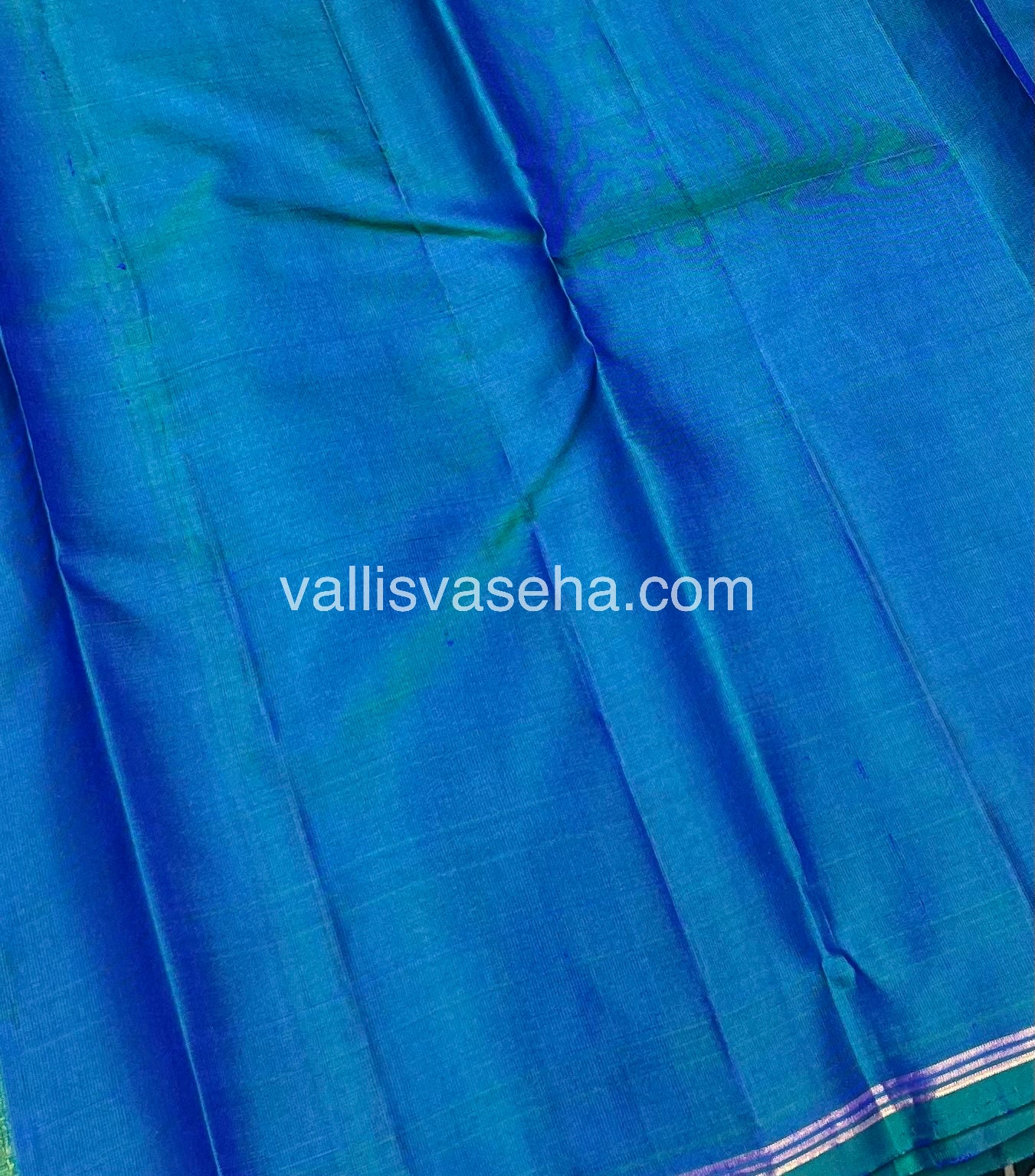 Pure Kanchipuram Silk  - Peacock Blue Shade - VVPS021