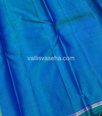 Pure Kanchipuram Silk  - Peacock Blue Shade - VVPS021