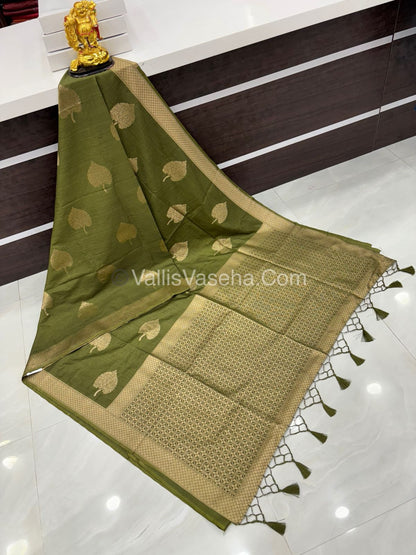 Banarasi - Heritage Silk - Semi Kathan Silk -  Mehind Green Shade - VVBHS007