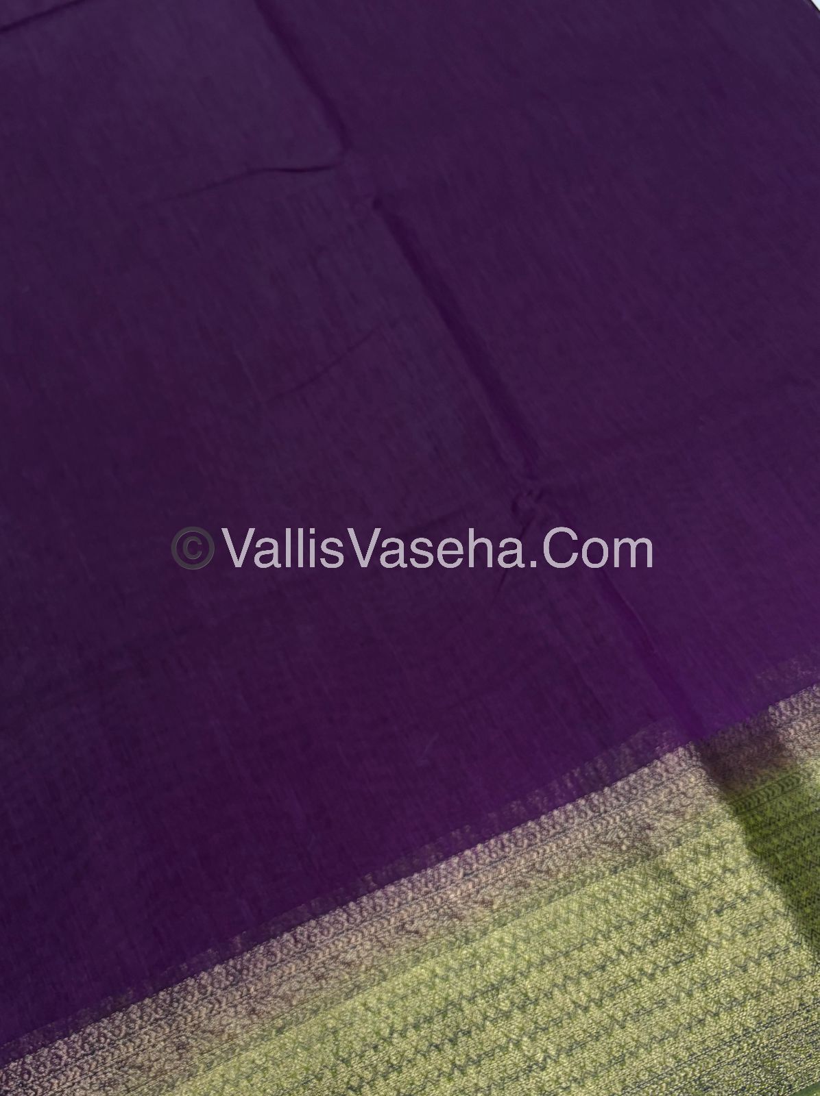 Bamboo Silk Saree - Violet With Green Shade - VVBSS003