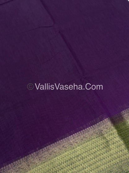 Bamboo Silk Saree - Violet With Green Shade - VVBSS003