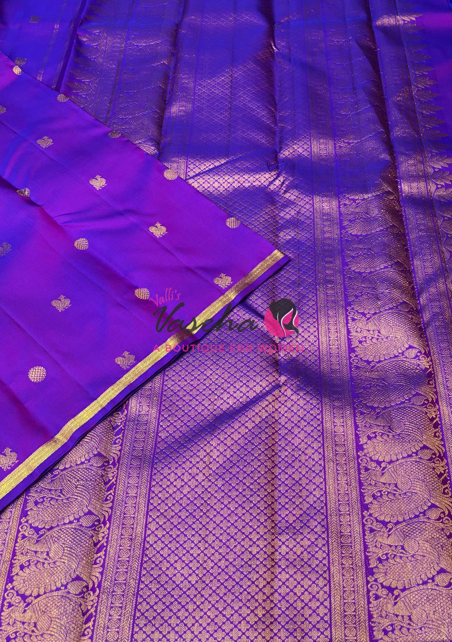 Pure Kanchipuram Silk Saree - Dual Tone Purple Shade - VVPS050